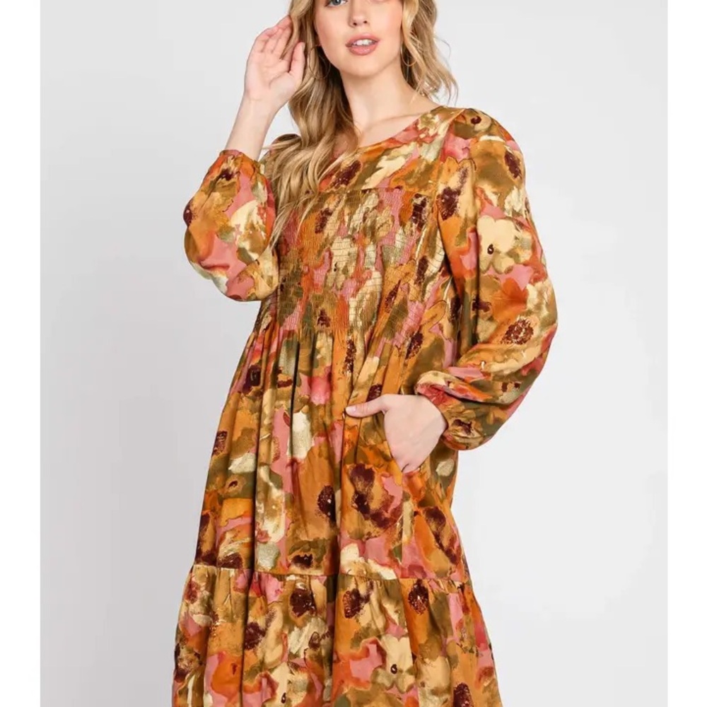 NWT elleborn Floral‎ Multicolor Dress L